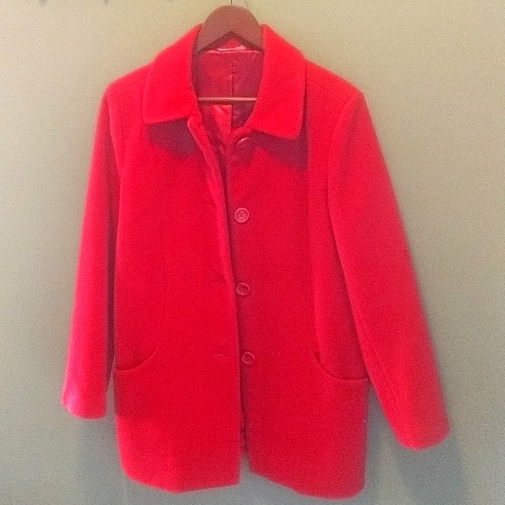 Red Wool Pea Coat